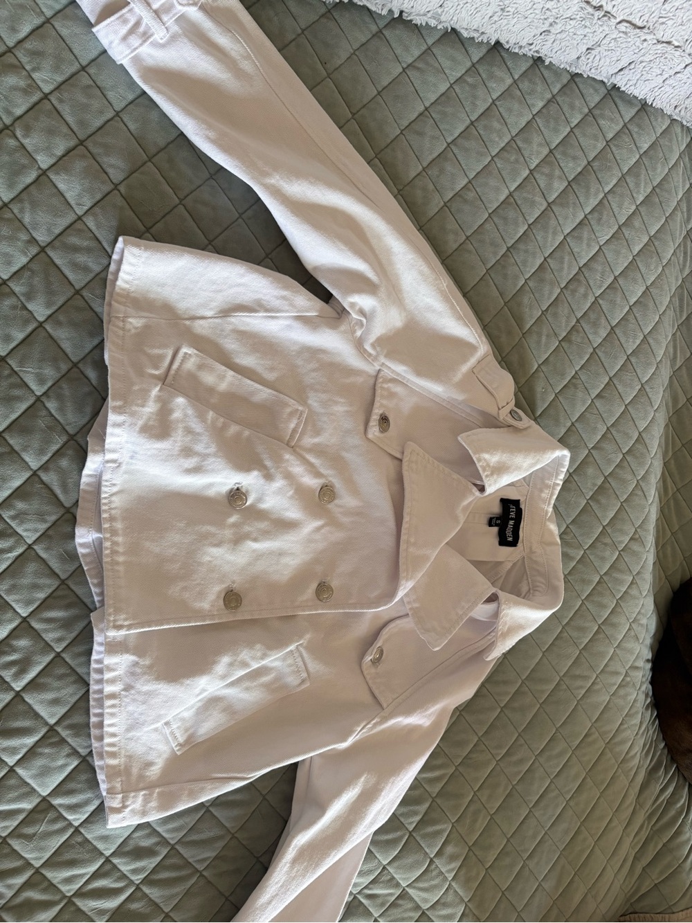Steve Madden White Denim Cropped Trench